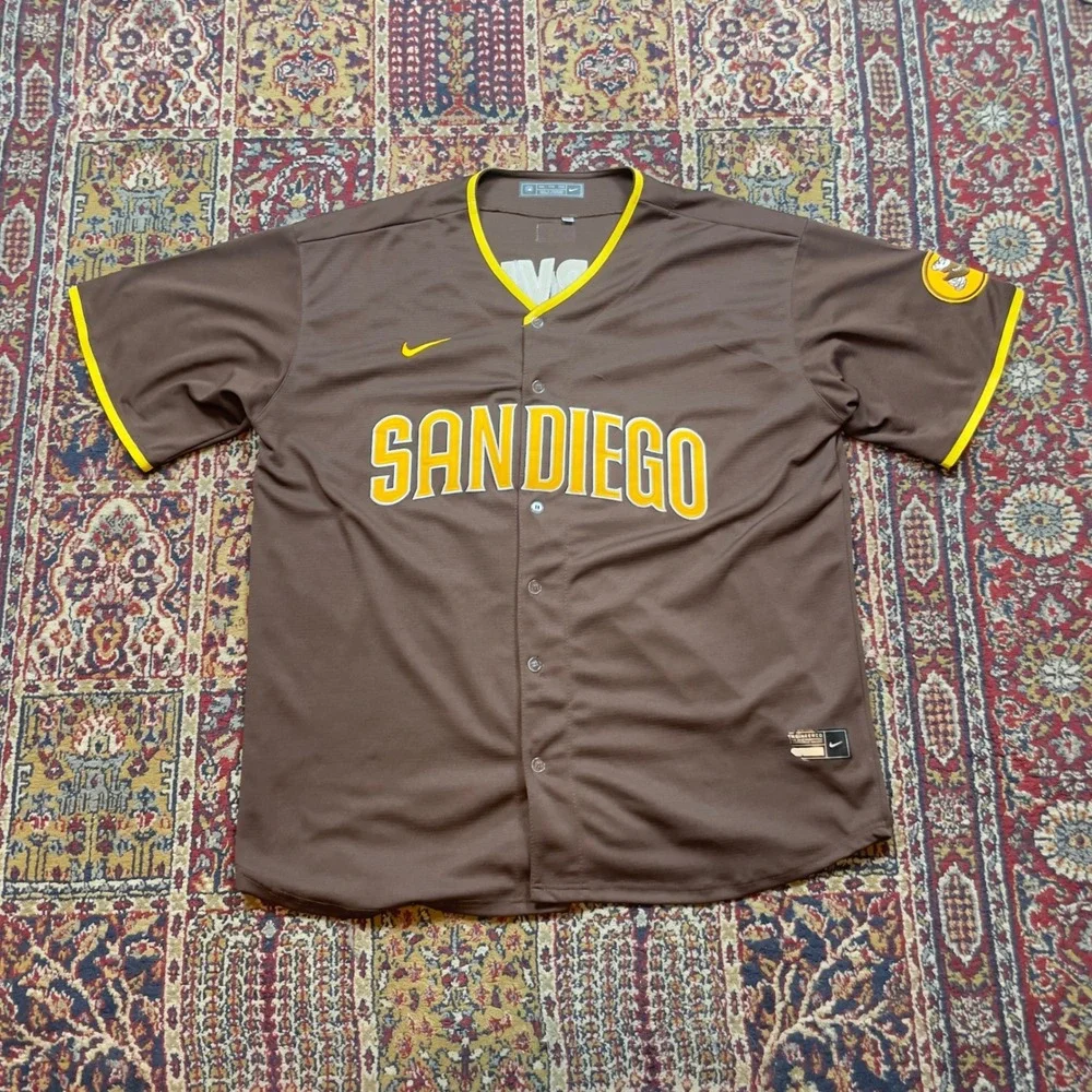 00s San Diego Padres Yu Darvish Nike Baseball Jersey Brown Yellow‎ Stitched XXXL